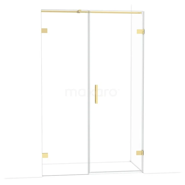 Diamond Shower door | 125 cm Glanzend lichtgoud Clear glass Pivot door DDC220706320GLG Glazen douchedeur met goudkleurige accenten en minimalistisch design, ideaal voor een moderne badkamer.