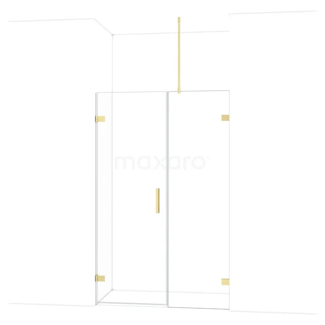 Diamond Douchedeur | 125 cm Lichtgoud Helder glas Draaideur DDC220706720LG Douchewand met deur, helder glas, goudkleurige accenten, modern design, ideaal voor een stijlvolle badkamer.