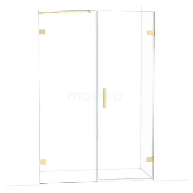 Diamant-Duschtüren DDC220707220GLG Klares Glas Duschtür mit goldfarbenen Scharnieren und Haltegriff, modernes Design für luxuriöses Badezimmer.