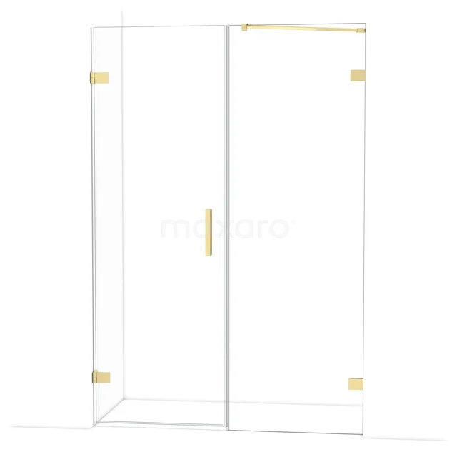Diamond Douchedeur | 135 cm Lichtgoud Helder glas Draaideur DDC220707220LG Glazen douchecabine met gouden accenten, draaideur en strak design, perfect voor een luxe uitstraling in de badkamer.