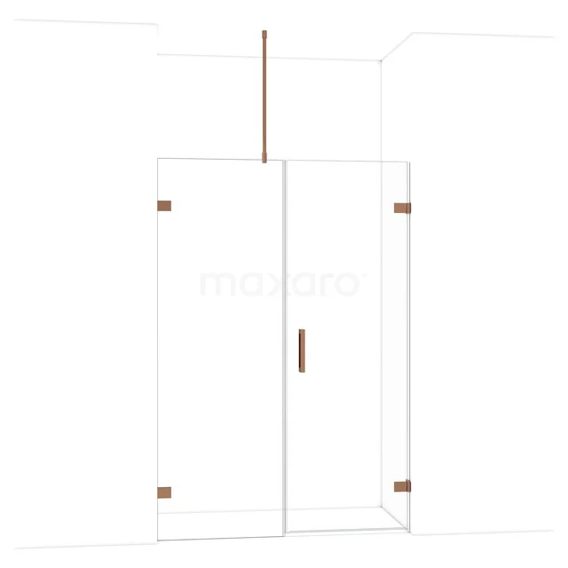 Diamond Duschtür | 135 cm Glänzendes Kupfer Klarglas Drehtür DDC220707720GKP Glas Duschtür mit goldenen Scharnieren und Haltegriff, minimalistisches Design, ideal für ein modernes Badezimmer.