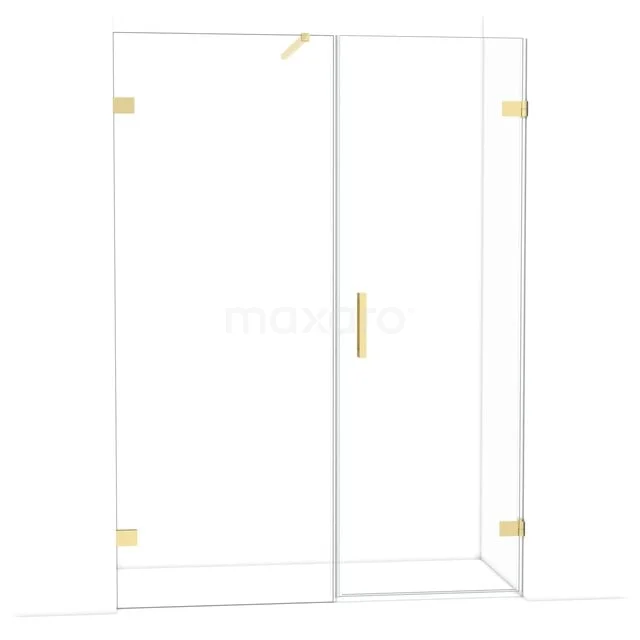 Glas Duschkabine mit goldenen Scharnieren und Haltegriff, modernes Design, ideal für ein stilvolles Badezimmer.