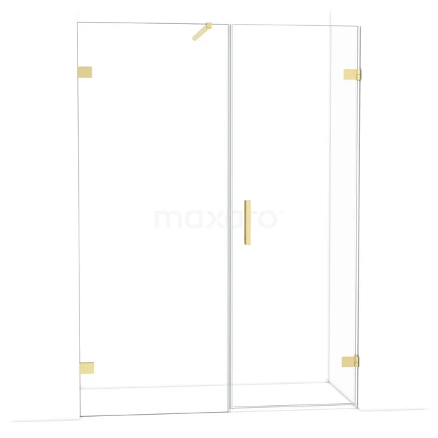 Diamond Douchedeur | 145 cm Lichtgoud Helder glas Draaideur DDC220708120LG Douchewand met gouden accenten, helder glas, modern design, ideaal voor een stijlvolle badkamerinrichting.