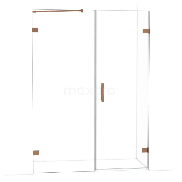 Diamond Shower door | 145 cm Glanzend koper Clear glass Pivot door DDC220708220GKP Douchewand met deur, helder glas, messing scharnieren, modern design; ideale toevoeging voor een stijlvolle badkamer.