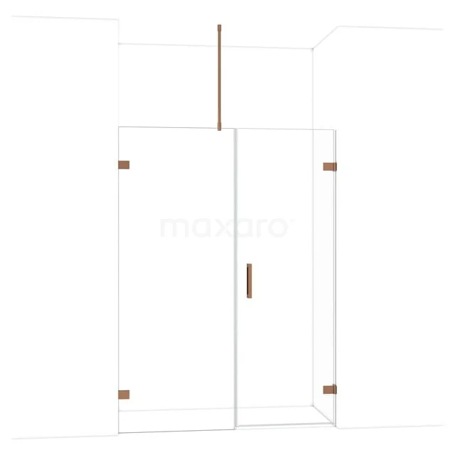 Diamond Shower door | 145 cm Glanzend koper Clear glass Pivot door DDC220708720GKP Glazen douchedeur met bronskleurige accenten, geschikt voor moderne badkamers, strak ontwerp met minimalistische details.