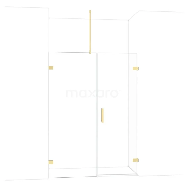 Goldene begehbare Duschtür aus Glas mit minimalistischem Design, ideal als stilvolle Ergänzung zu einem modernen Badezimmer.