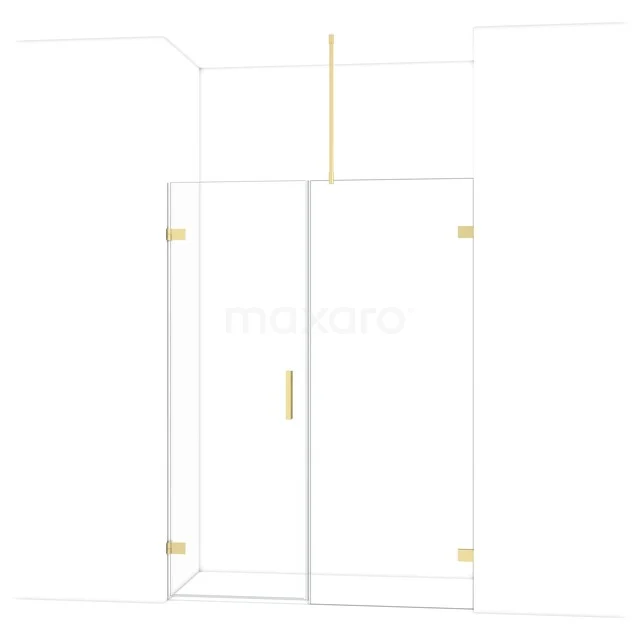 Diamond Douchedeur | 145 cm Lichtgoud Helder glas Draaideur DDC220708720LG Glazen douchedeur met goudkleurige scharnieren, strak design; ideaal voor een stijlvolle badkamerupgrade.