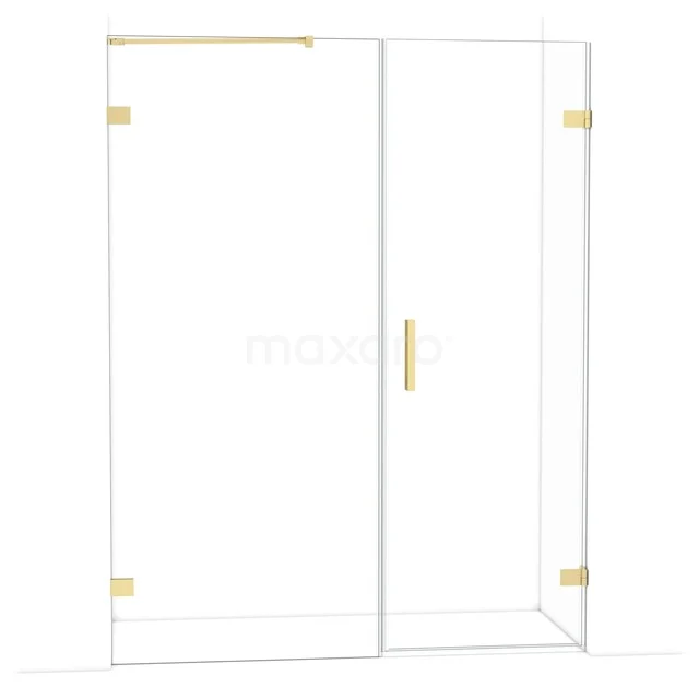 Diamond Duschtür | 155 cm Helles Gold Klarglas Drehtür DDC220709220LG Glas Duschwand mit goldfarbenen Scharnieren und Haltegriff, elegantes Design ideal für einen modernen Badezimmerstil.