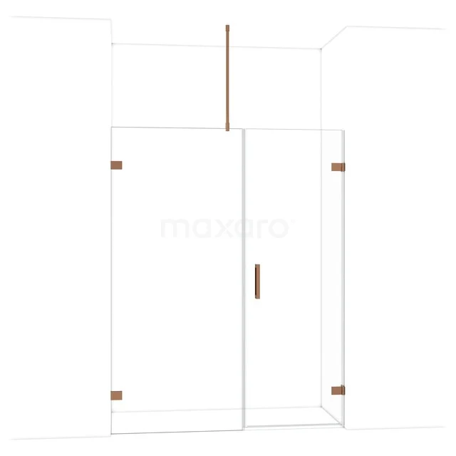 Diamond Duschtür | 155 cm Glänzendes Kupfer Klarglas Drehtür DDC220709720GKP Glas Duschkabine mit Kupferakzenten, elegantes Design; perfekt für eine moderne Badezimmer Einrichtung.