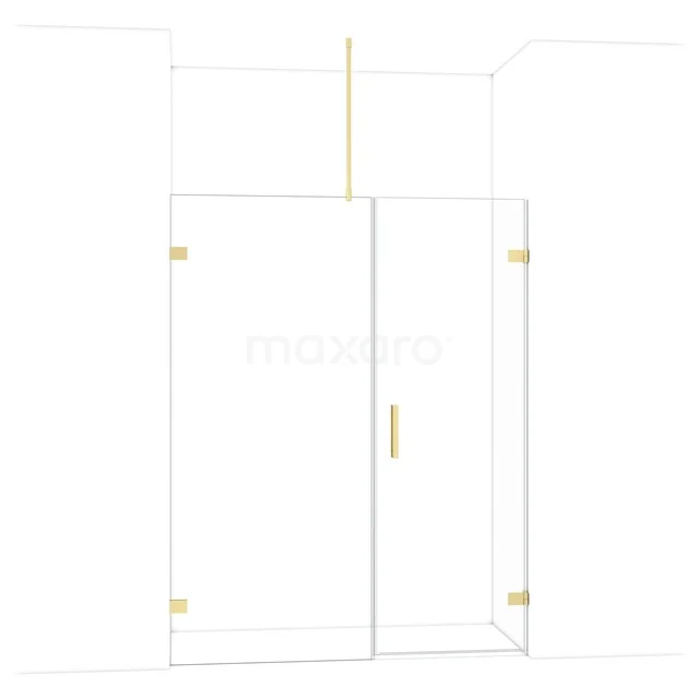 Diamond Duschtür | 155 cm Helles Gold Klarglas Drehtür DDC220709720LG Glasene Duschtür mit goldfarbenen Akzenten, rahmenloses Design, perfekt für ein modernes Badezimmer.