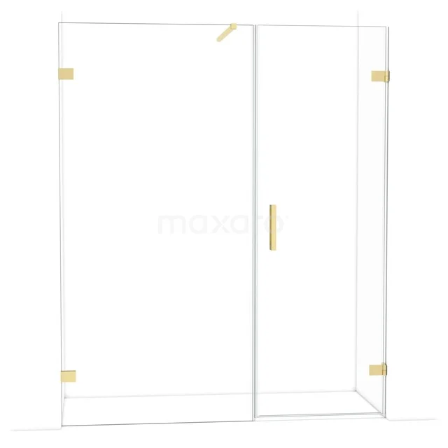 Diamond Shower door | 165 cm Light gold Clear glass Pivot door DDC220710120LG Glazen douchewand met gouden details, modern design, ideaal voor luxe badkamers, gemaakt van hoogwaardig transparant materiaal.
