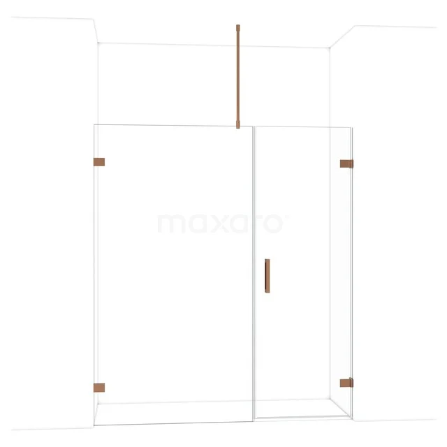 Diamond Douchedeur | 175 cm Glanzend koper Helder glas Draaideur DDC220711720GKP Glazen douchewand met deur, transparant design, minimalistische metalen accenten, ideaal als moderne doucheoplossing in badkamer.