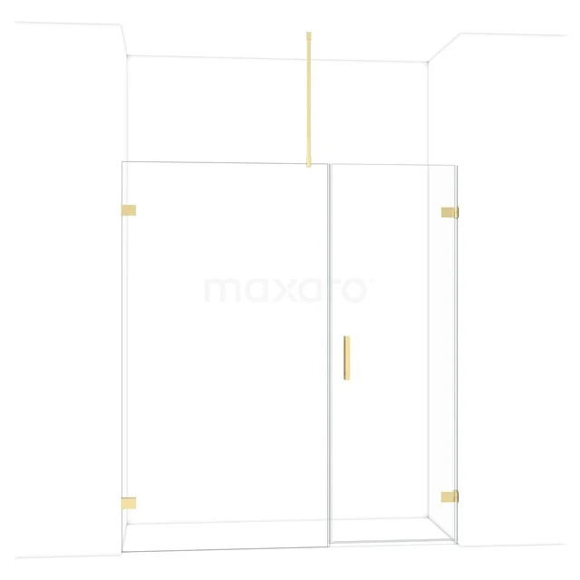 Diamond Duschtür | 175 cm Glänzendes Hellgold Klarglas Drehtür DDC220711720GLG Glas Duschwand mit Gold Akzenten, moderne Designlinie für ein luxuriöses Badezimmer.
