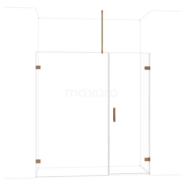 Duschwand aus Glas mit bronzenen Akzenten, minimalistisches Design, ideale Ergänzung für ein modernes Badezimmer.