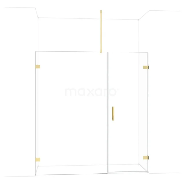 Diamond Douchedeur | 185 cm Glanzend lichtgoud Helder glas Draaideur DDC220712720GLG Douchescherm met gouden accenten, modern design, helder glas, perfect voor een stijlvolle badkamer upgrade.