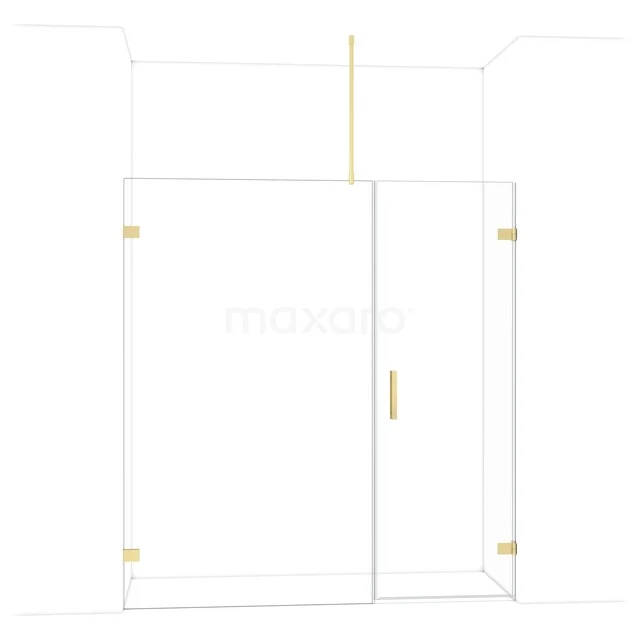 Diamond Duschtür | 185 cm Helles Gold Klarglas Drehtür DDC220712720LG Duschwand mit goldenen Details, Klarglas und klaren Linien, moderne Ergänzung für ein stilvolles Badezimmer.