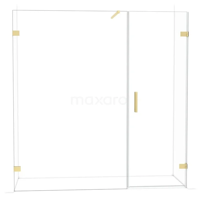 Diamond Douchedeur | 195 cm Lichtgoud Helder glas Draaideur DDC220713120LG Glazen douchewand met gouden afwerking, strak design en minimalistische stijl, perfect voor moderne badkamers.