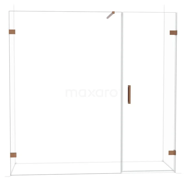 Diamant-Duschtüren DDC220714120GKP Duschwand mit Tür, transparentes Glas, matt schwarze Ränder, kupferfarbene Details, modernes Design, perfekte Ergänzung zum Badezimmer.