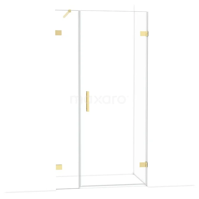 Diamond Shower door | 105 cm Shiny light gold Clear glass Pivot door DDC220803120GLG Glass shower wall with gold hinges and handle, luxurious bathroom appearance, modern design, sturdy and stylish.