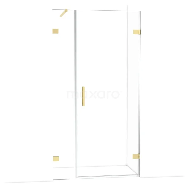 Glas Duschkabine mit Goldbeschlägen, gerades Design, perfekt für einen luxuriösen Badezimmerstil.