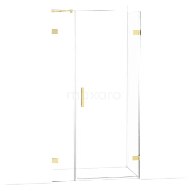 Diamond Shower door | 105 cm Glossy light gold Clear glass Pivot door DDC220803220GLG Glazen douchecabine met gouden scharnieren en handgreep, strak design voor moderne badkamers.
