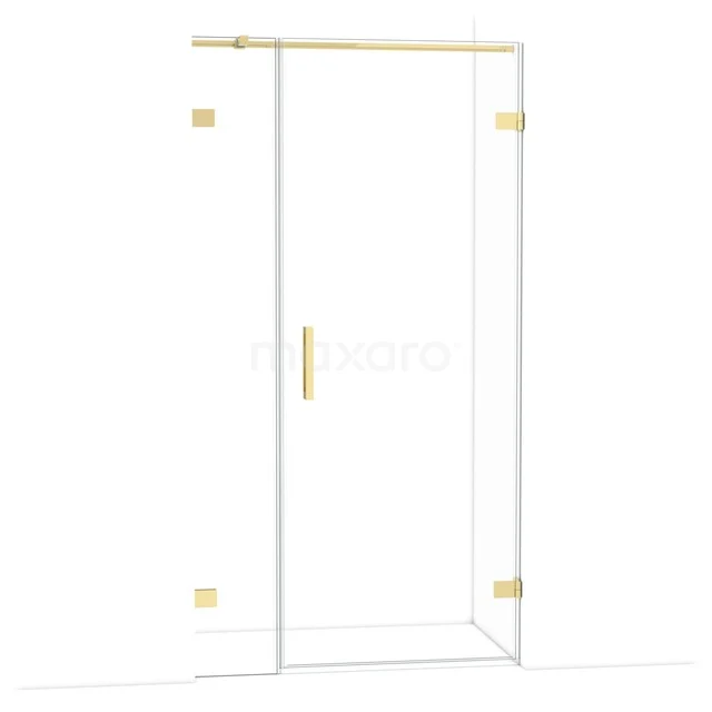Diamond Shower door | 105 cm Glanzend lichtgoud Clear glass Pivot door DDC220803320GLG Glazen douchecabine met gouden accenten, minimalistisch design, ideaal voor een stijlvolle badkamer renovatie.