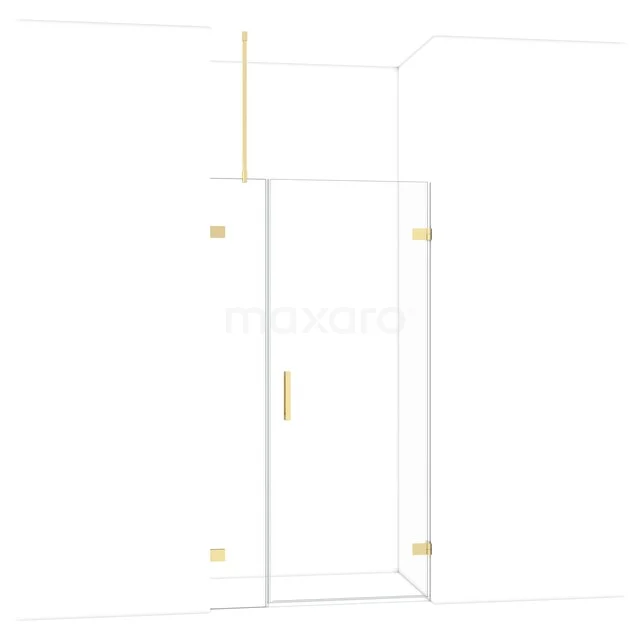 Diamond Douchedeur | 105 cm Glanzend lichtgoud Helder glas Draaideur DDC220803720GLG Heldere glazen douchedeur met gouden scharnieren, minimalistisch design, perfect voor een moderne badkamer.