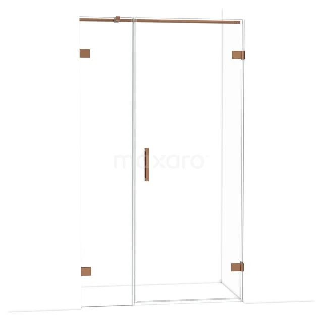 Diamond Shower door | 115 cm Shiny copper Clear glass Pivot door DDC220804320GKP Glazen douchedeur met schuifmechanisme, rosegouden accenten, modern design; ideaal voor een stijlvolle badkamerrenovatie.