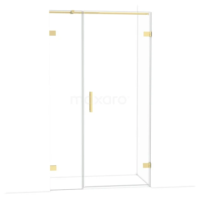 Diamond Shower door | 115 cm Shiny light gold Clear glass Pivot door DDC220804320GLG Glass shower door with gold accents, sleek design and sliding system for a luxurious and modern bathroom.