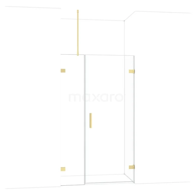 Diamond Shower door | 115 cm Light gold Clear glass Pivot door DDC220804720LG Glazen douchewand met goudkleurige accenten, strak ontwerp; ideaal voor moderne badkamers.
