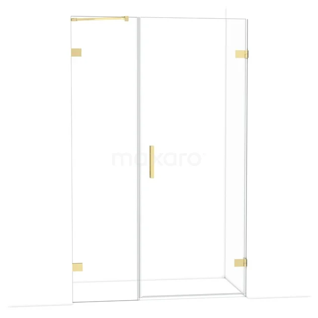 Diamond Douchedeur | 125 cm Lichtgoud Helder glas Draaideur DDC220805220LG Glazen douchecabine met gouden accenten, strak ontwerp, ideaal voor een moderne badkamerstijl.