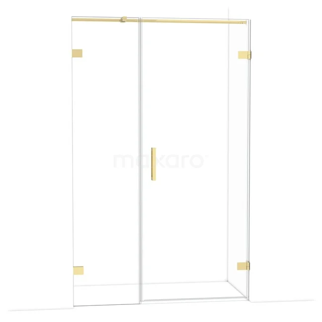 Diamond Shower door | 125 cm Glanzend lichtgoud Clear glass Pivot door DDC220805320GLG Glazen douchedeur met goudkleurige details, strak design en minimalistische stijl, ideaal voor een luxe badkamerindeling.
