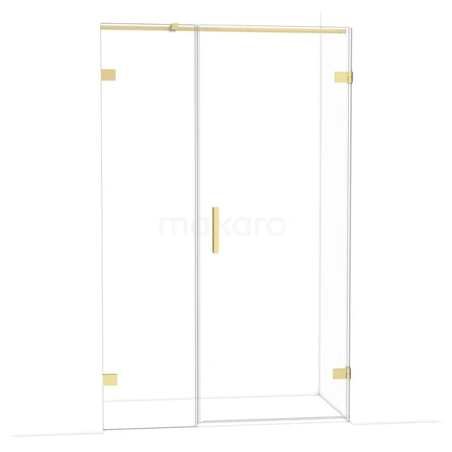 Diamond Shower door | 125 cm Light gold Clear glass Pivot door DDC220805320LG Glazen douchedeur met goudkleurige accenten, moderne uitstraling en geschikt als stijlvolle badkameroplossing.