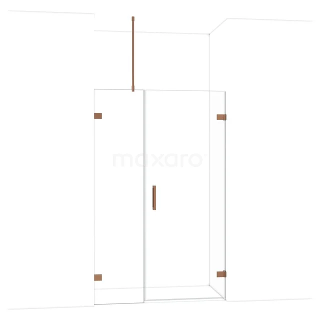 Glas Duschwand mit goldfarbenen Scharnieren, modernes Design, ideal für ein stilvolles Badezimmer.