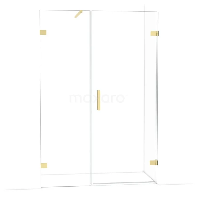 Diamond Douchedeur | 135 cm Lichtgoud Helder glas Draaideur DDC220806120LG Glazen douchewand met gouden scharnieren en handgreep, luxe badkamerdesign voor een moderne uitstraling.