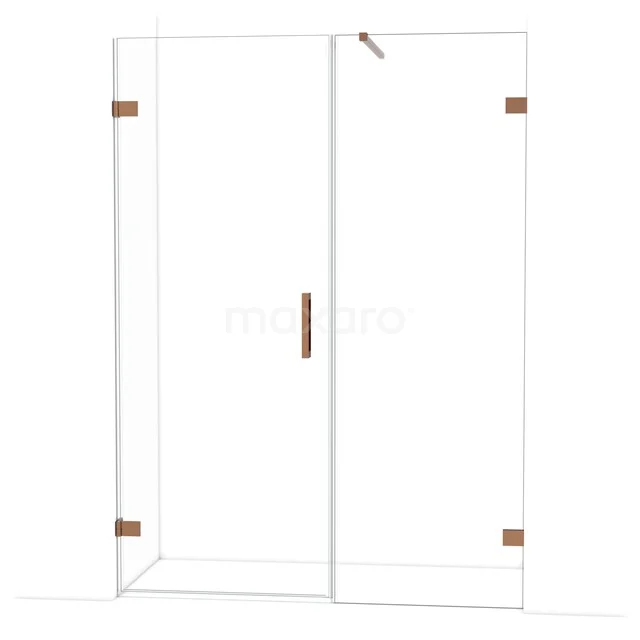 Diamond Douchedeur | 145 cm Glanzend koper Helder glas Draaideur DDC220807120GKP Glazen douchecabine met draaideur, helder glas, messing details, en strak design voor een moderne badkamer.