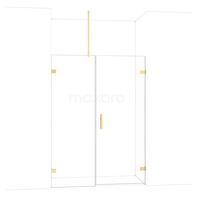 Duschtür mit goldfarbenen Akzenten, Klarglas und schlankem Design; ideal für ein modernes Badezimmer.