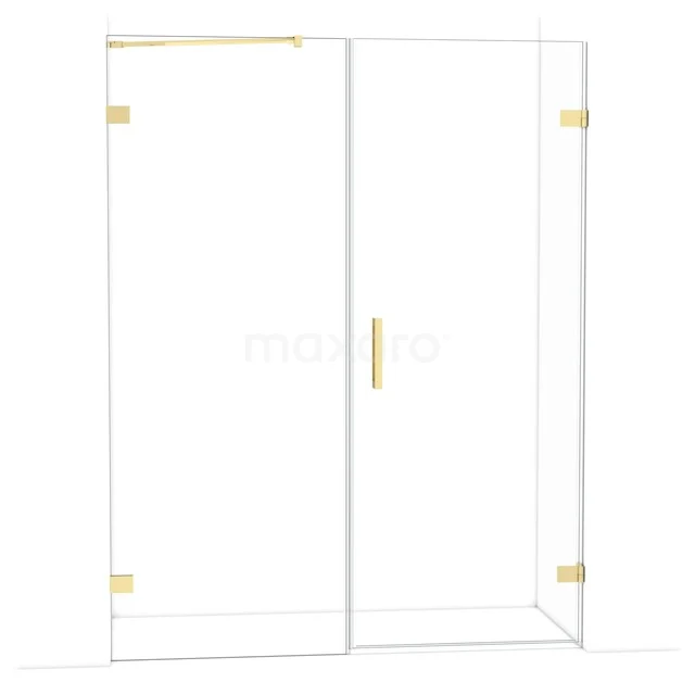 Diamond Shower door | 155 cm Shiny light gold Clear glass Pivot door DDC220808220GLG Glass shower cabin with golden accents, sleek design, perfect for a luxury bathroom.