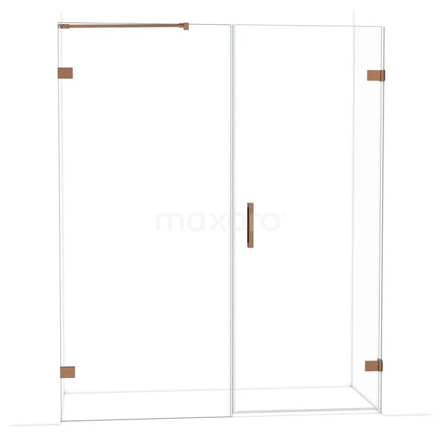 Diamond Shower door | 165 cm Glanzend koper Clear glass Pivot door DDC220809220GKP Glazen douchewand met deur, heldere wanden, stijlvolle messing scharnieren en handgreep, ideaal voor moderne badkamers.