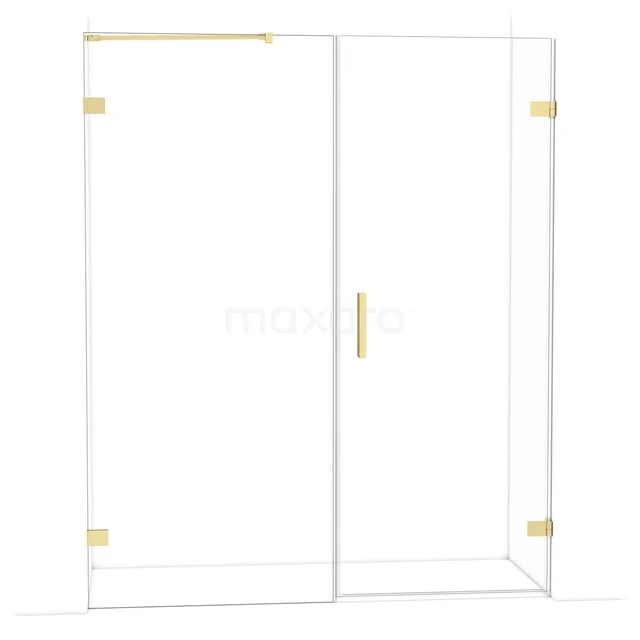 Diamond Duschtür | 165 cm Helles Gold Klarglas Drehtür DDC220809220LG Glas Duschwand mit Gold Details, moderne Schiebetür, geeignet für luxuriöse Badezimmerinterieurs.