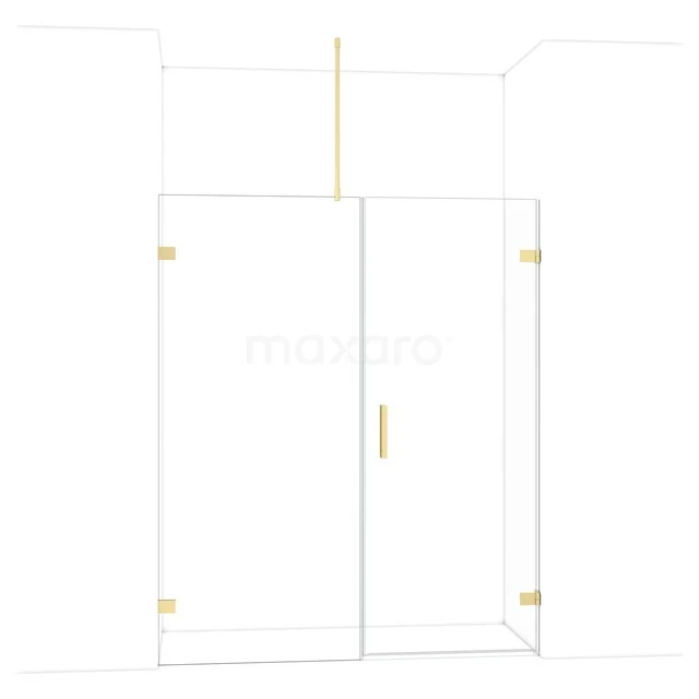 Glas Duschkabine mit goldfarbenen Scharnieren und Haltegriff, modernes Design für ein stilvolles Badezimmer.