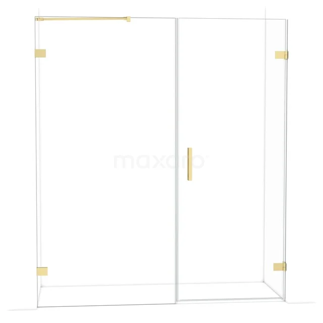 Diamond Shower door | 175 cm Light gold Clear glass Pivot door DDC220810220LG Glazen douchecabine met gouden accenten, strak design, ideaal voor een moderne badkamer.