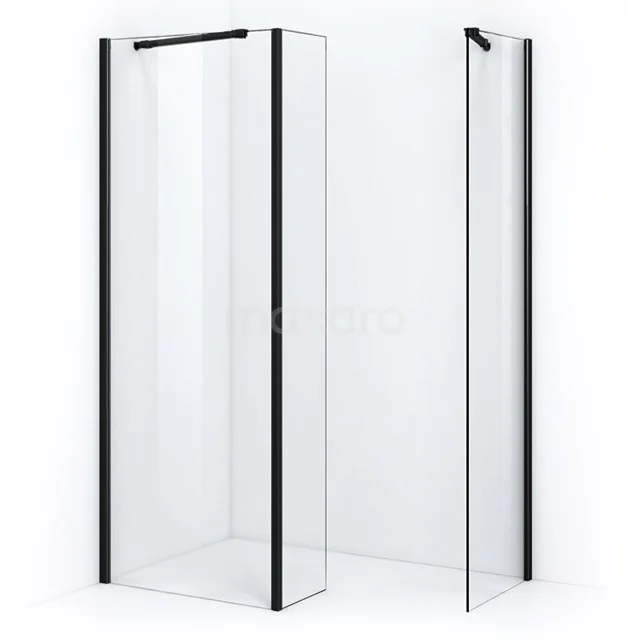 Modern shower screen with matte black profiles, clear glass and clean lines, ideal for a stylish bathroom.