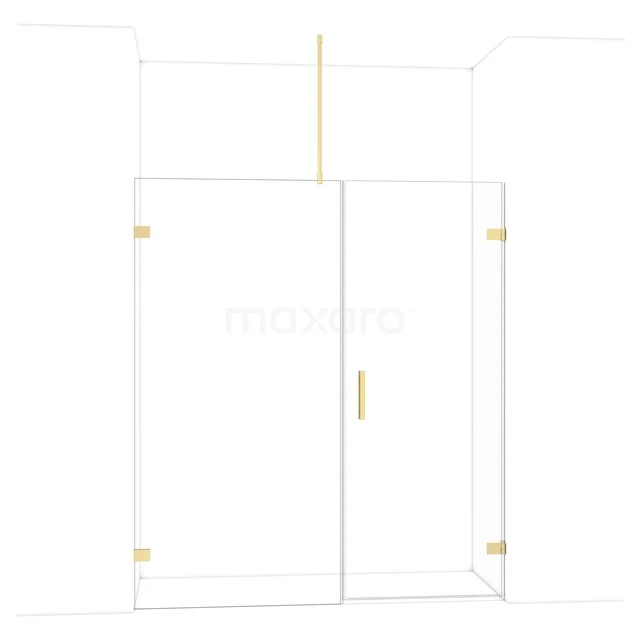 Diamond Douchedeur | 175 cm Lichtgoud Helder glas Draaideur DDC220810720LG Douchewand met goudkleurige accenten, minimalistisch ontwerp, helder glas, ideaal voor moderne badkamers.