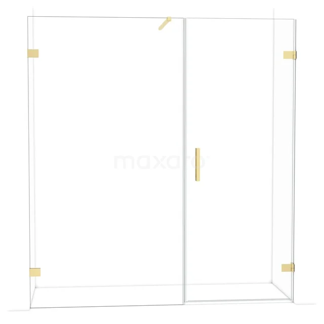 Diamond Shower door | 185 cm Light gold Clear glass Pivot door DDC220811120LG Gouden douchewand met schuifdeur, helder glas, modern design, ideaal voor stijlvolle badkamerinrichting.