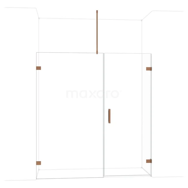 Diamond Shower door | 185 cm Glanzend koper Clear glass Pivot door DDC220811720GKP Glazen douchewand met koperkleurige accenten, modern ontwerp, ideaal voor een stijlvolle badkamerinrichting.