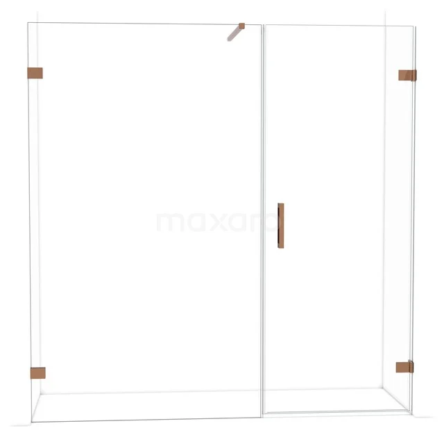 Duschwand mit Klarglas, bronzefarbene Scharniere und Haltegriff, modernes Design, perfekt für ein stilvolles Badezimmer.