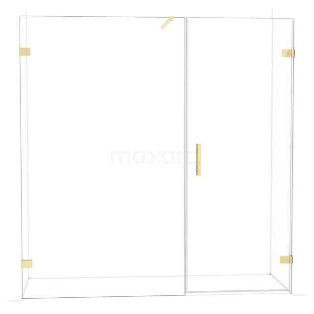 Diamond Shower door | 195 cm Glanzend lichtgoud Clear glass Pivot door DDC220812120GLG Glazen douchewand met gouden accenten, strak design en duurzaam materiaal, perfect voor een moderne badkamerstijl.