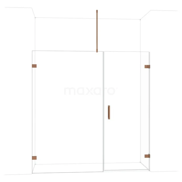 Glas Duschwand mit Tür, elegantes Design, Messingdetails, ideal für ein modernes Badezimmer.