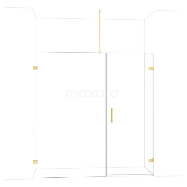 Glas Duschwand mit goldfarbenen Details, moderner Stil, geeignet für luxuriöse Badezimmergestaltung.